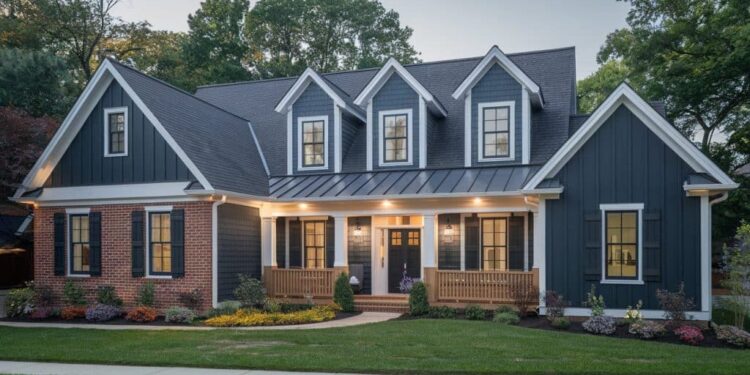 Dark Blue Siding and Brick: A Timeless Combination - AlittleDelightful